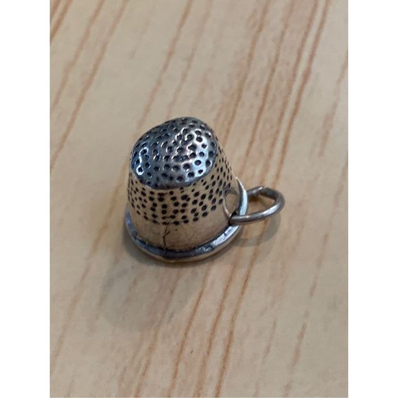 Sewing Thimble Sterling Silver Jewelry Charm #sew - Picture 1 of 4